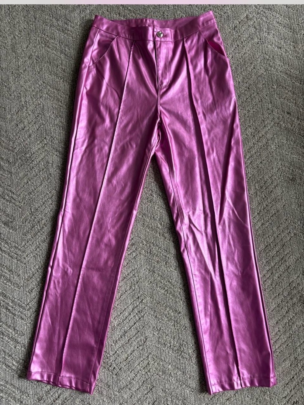 Fashion Nova Metallic Fuchsia Cropped Ankle Pants
